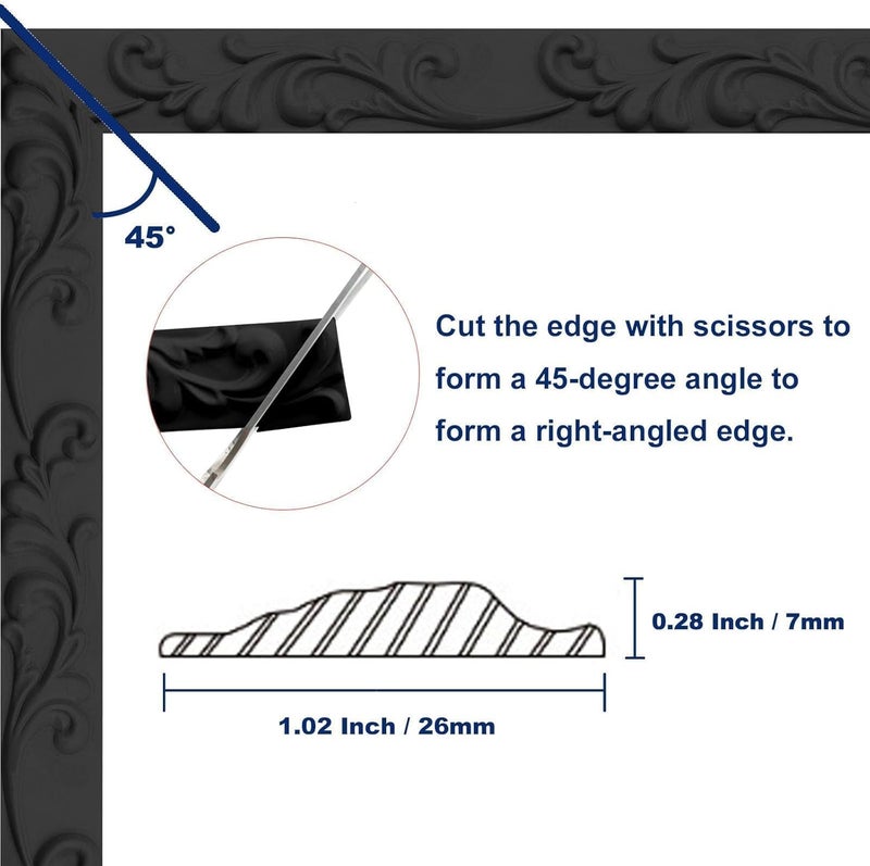 Duzzy Molding Trim Wall Trim, 16.4 Feet Self-Adhesive Flexible DIY Peel and Stick Crown Molding Ceiling Molding Suitable for Mirror Edge, TV Background Wall, Home Wall Decor (Black) - Image 2